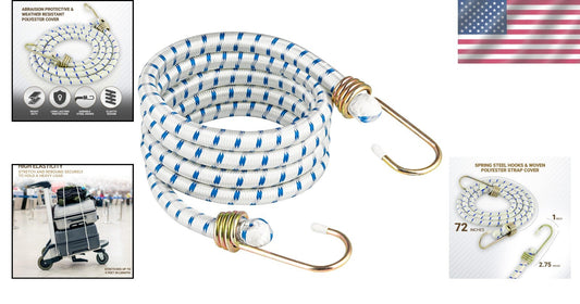 Tensile-Strong 72" Bungee Cord Set with Tough Steel Hooks – 12 Durable Straps