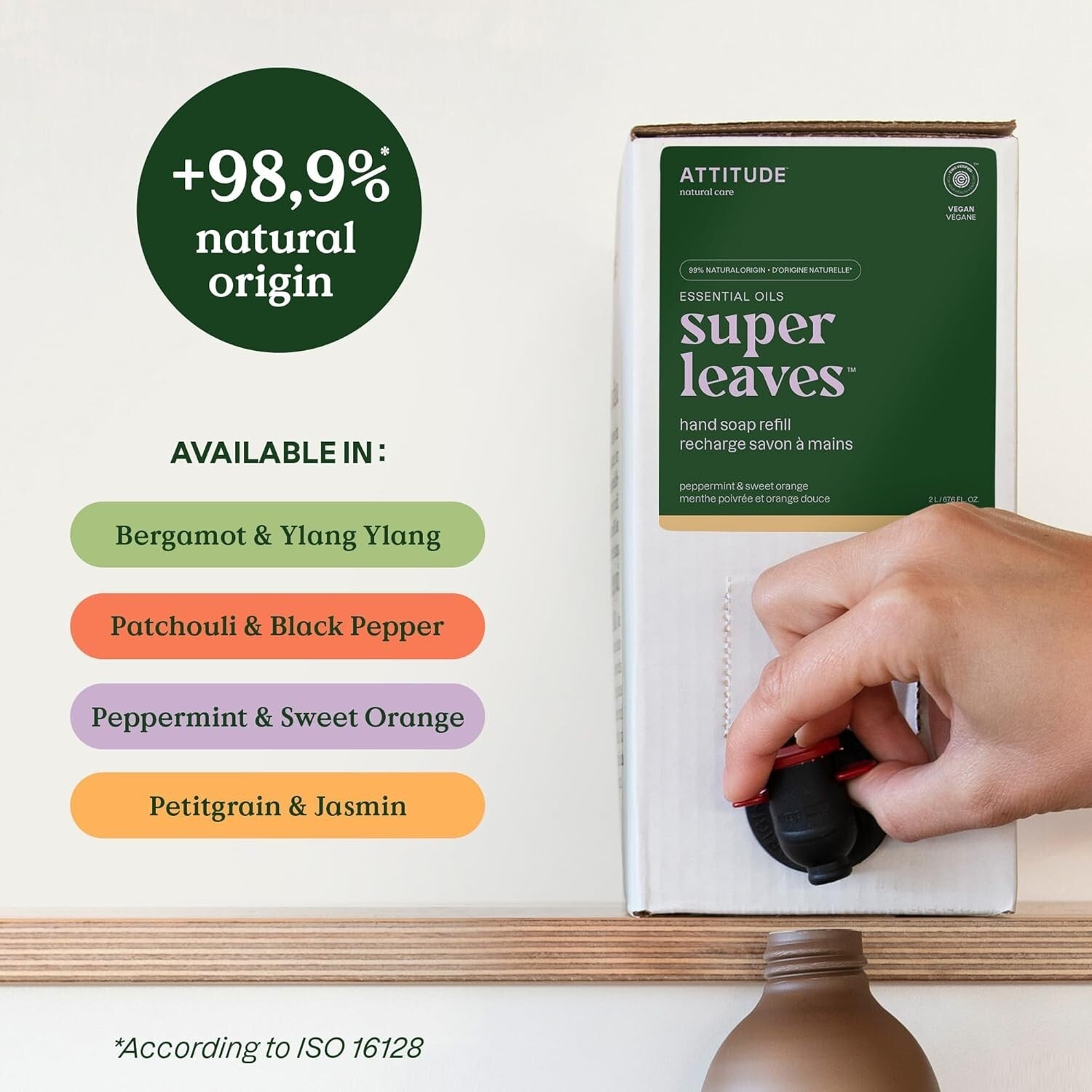 Natural Hand Soap with Petitgrain & Jasmine - 99% Naturally Sourced Ingredients