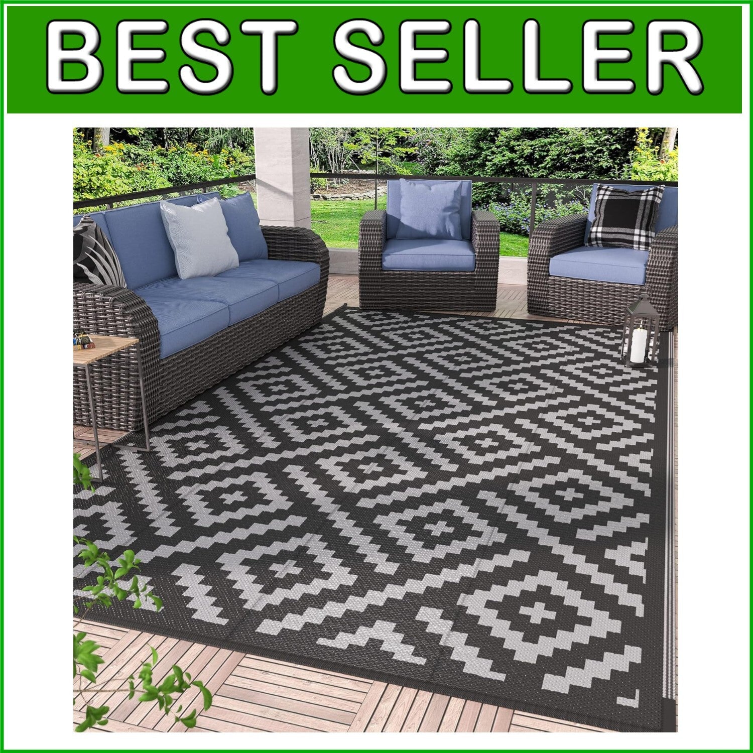 Durable 6'x9' Reversible Camping Rug - Eco-Friendly Waterproof Mat for Outdoors