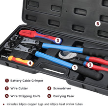 Load image into Gallery viewer, All-in-One Battery Cable Crimper &amp; Stripper with Carrying Case - 34 Piece Set