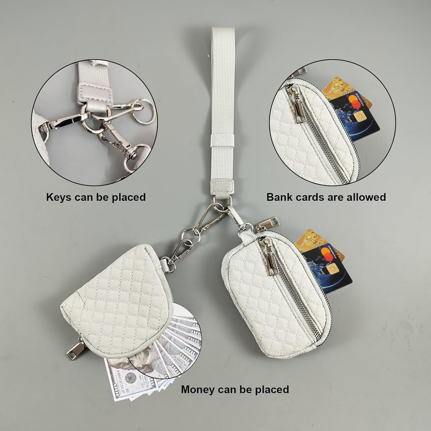 Chic PU Leather Wristlet Keychain Set with Pom Pom & Safety Alarm Accessory