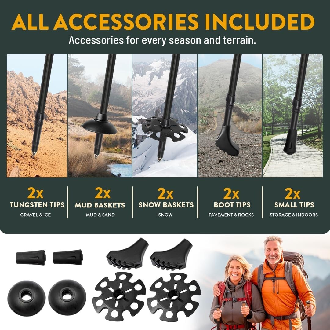 Adjustable & Durable Folding Trekking Poles with Cork Grips - For All Adventures