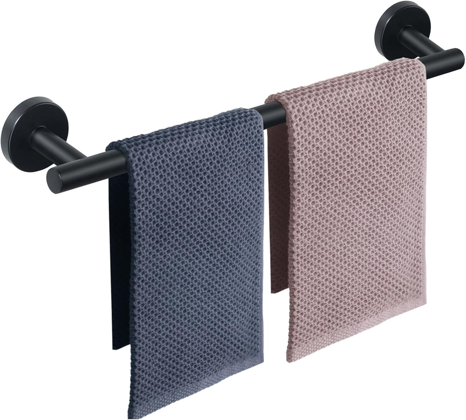 304 Stainless Steel 2-Pack Wall-Mounted Towel Rack - Elegant Matte Black Design