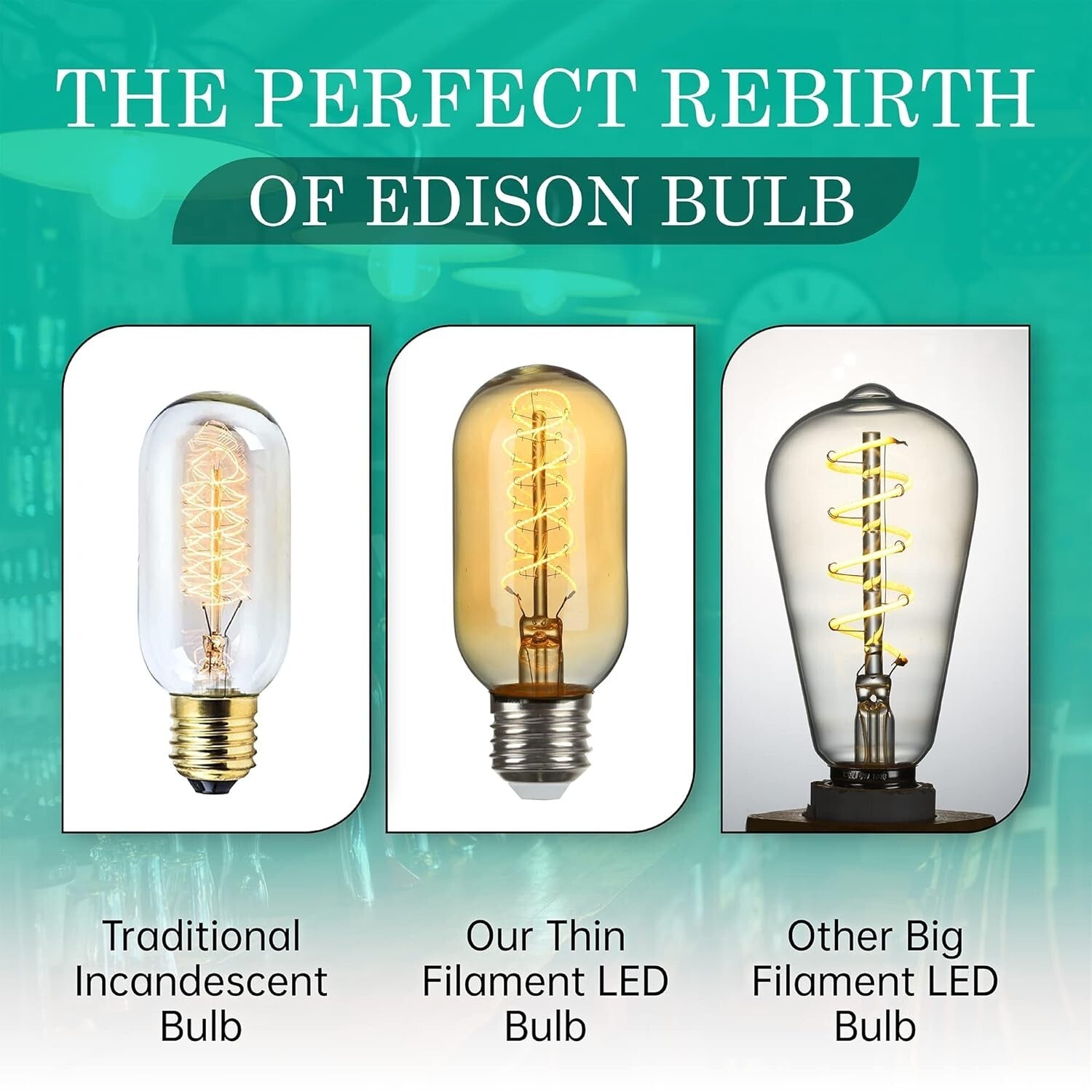 E26 Base Vintage LED Edison Bulbs - 8 Pack, Energy Efficient 2200K Warm Light