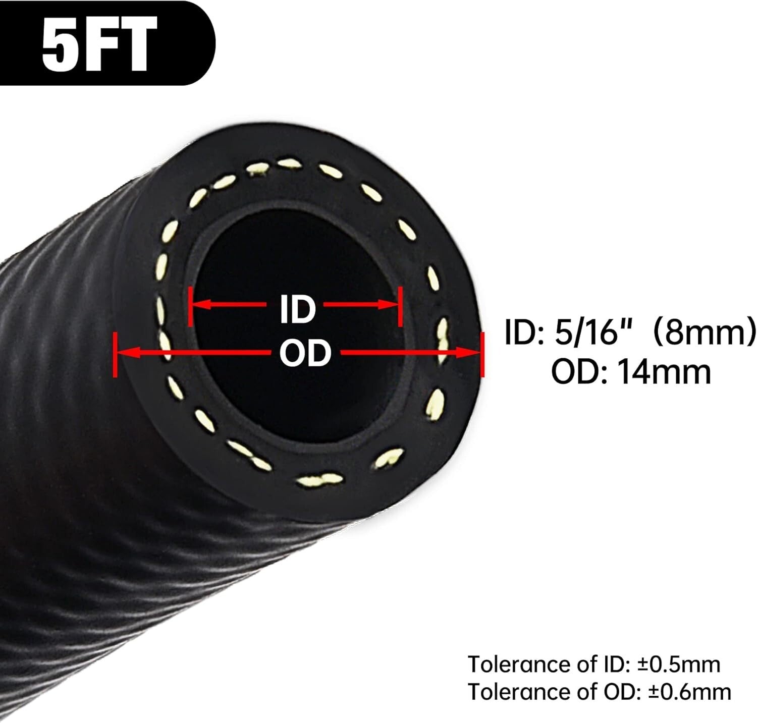 5FT Submersible Fuel Hose 5/16" E85 Line SAE 30R10 - Durable Automotive Solution