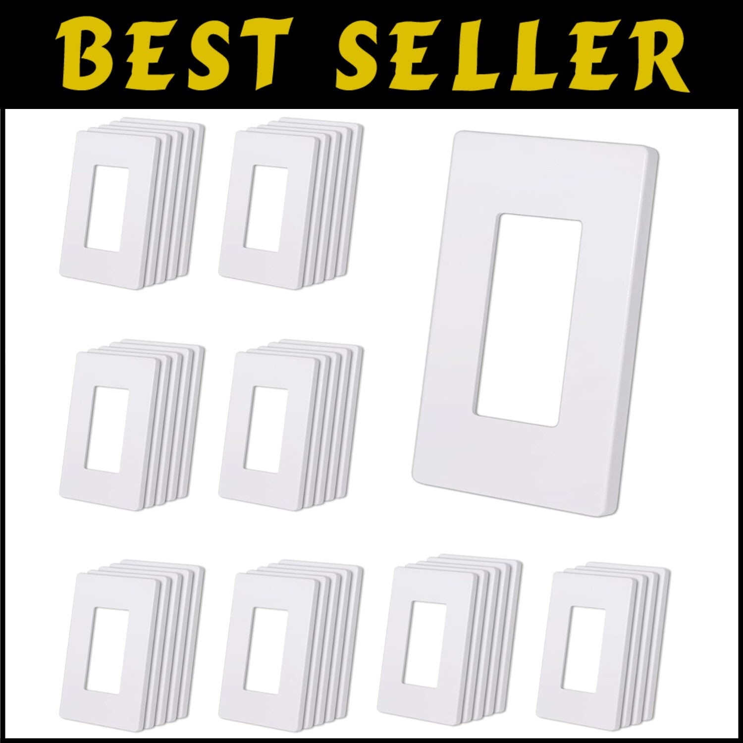 Child-Safe 1-Gang Matte White Wall Plates - 40 Pack, Scratch & Impact Resistant