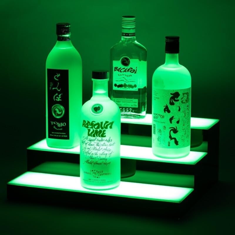 Acrylic LED Bottle Display Rack - Illuminated Home Bar Shelf with 16 Colors