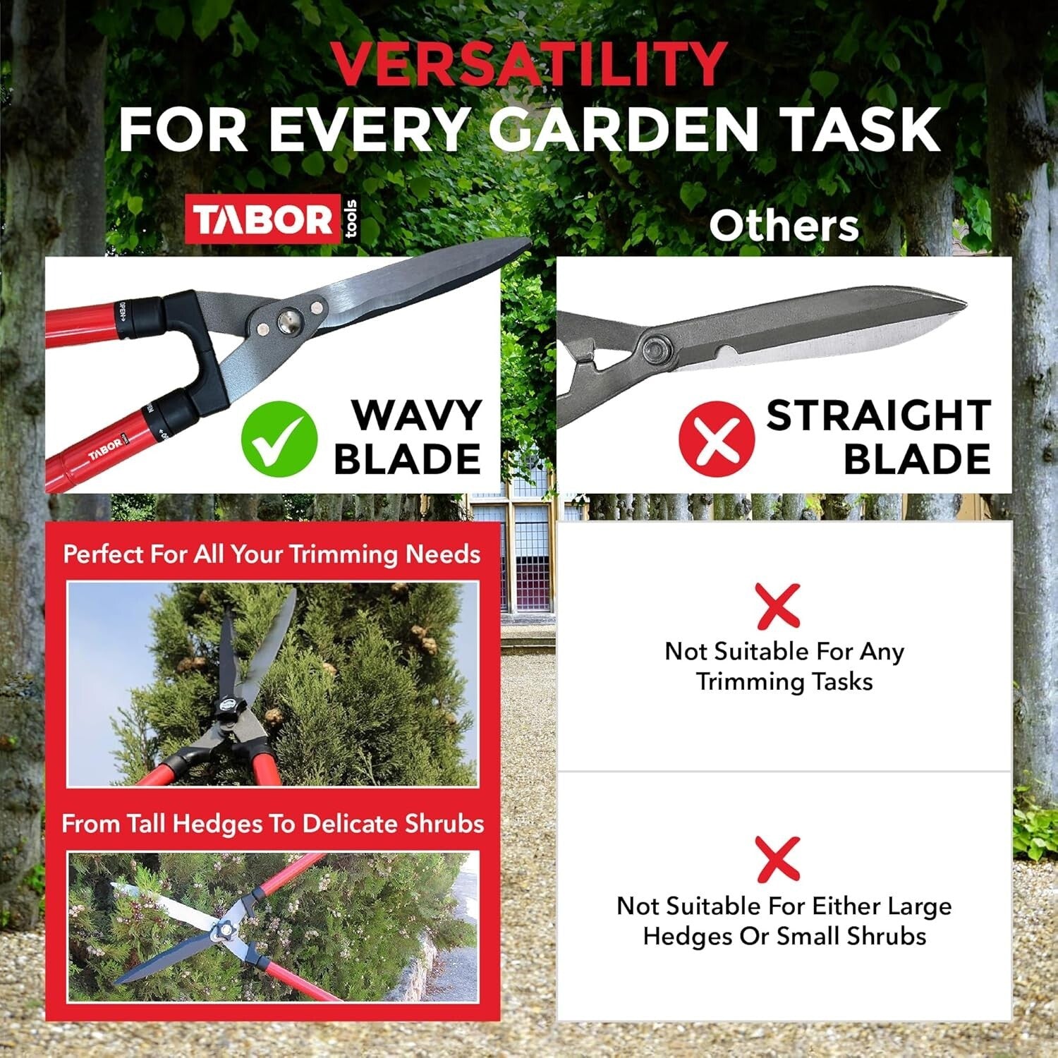 Extendable Manual Hedge Clippers with Precision Wavy Blade for Healthy Shrubs