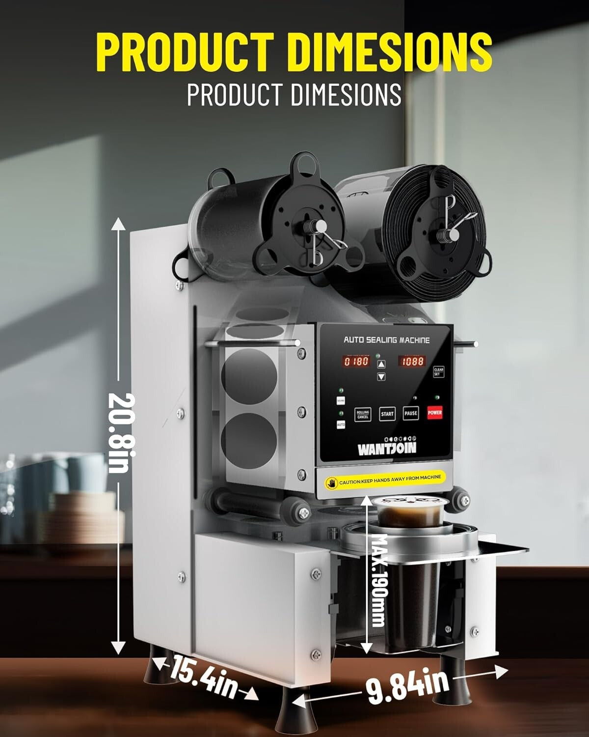 Professional Digital Cup Sealer for Milk Tea & Coffee - 90/95mm, 500-650 Cups/H