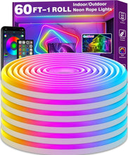 Load image into Gallery viewer, Multi-Mode 60FT Waterproof RGB LED Neon Strip Lights for Bedrooms &amp; Outdoors