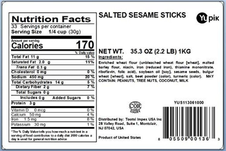 Deliciously Crunchy Salted Sesame Sticks - 6 x 2.2 lb for Anytime Snacking