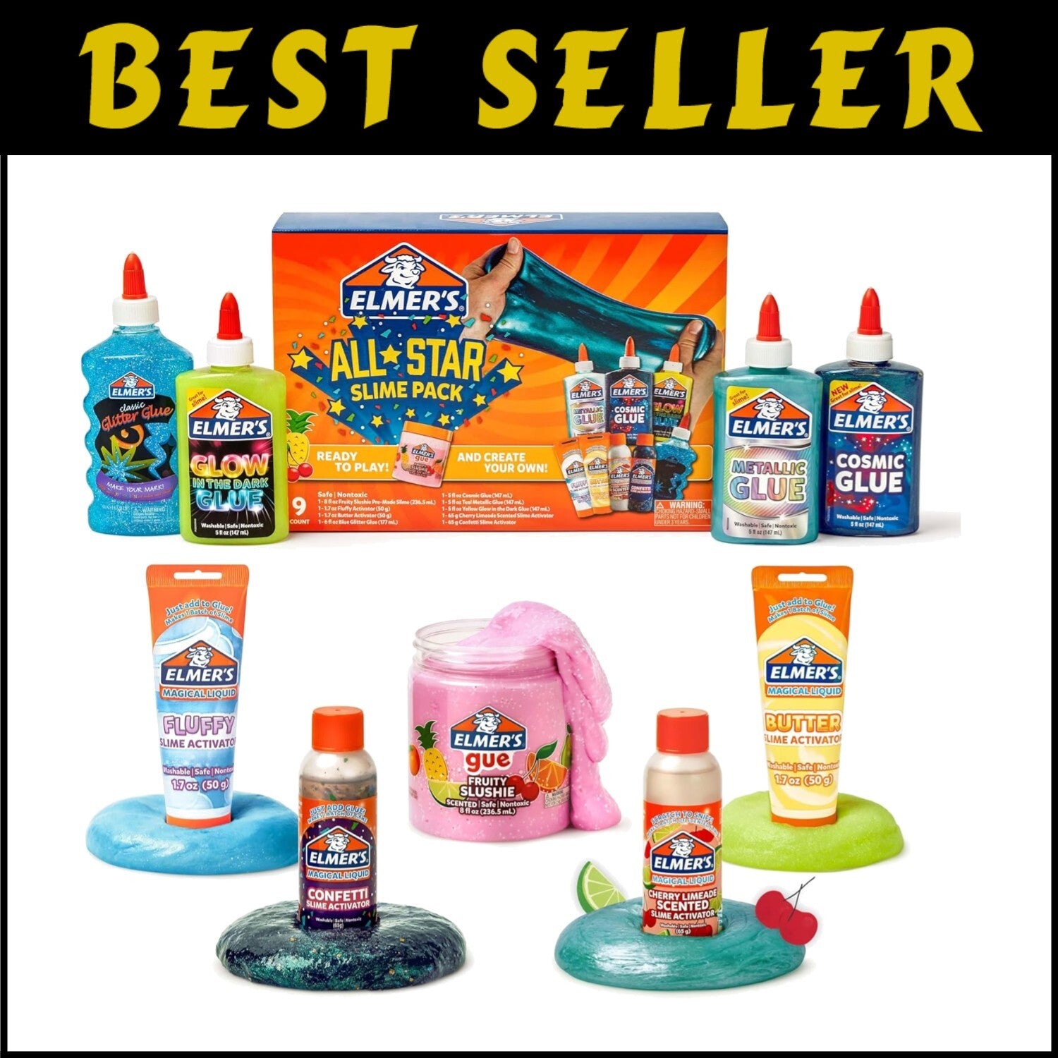 Elmer’s 9-Piece Slime Craft Kit - Fun Slime Activators & Premade Slime Included