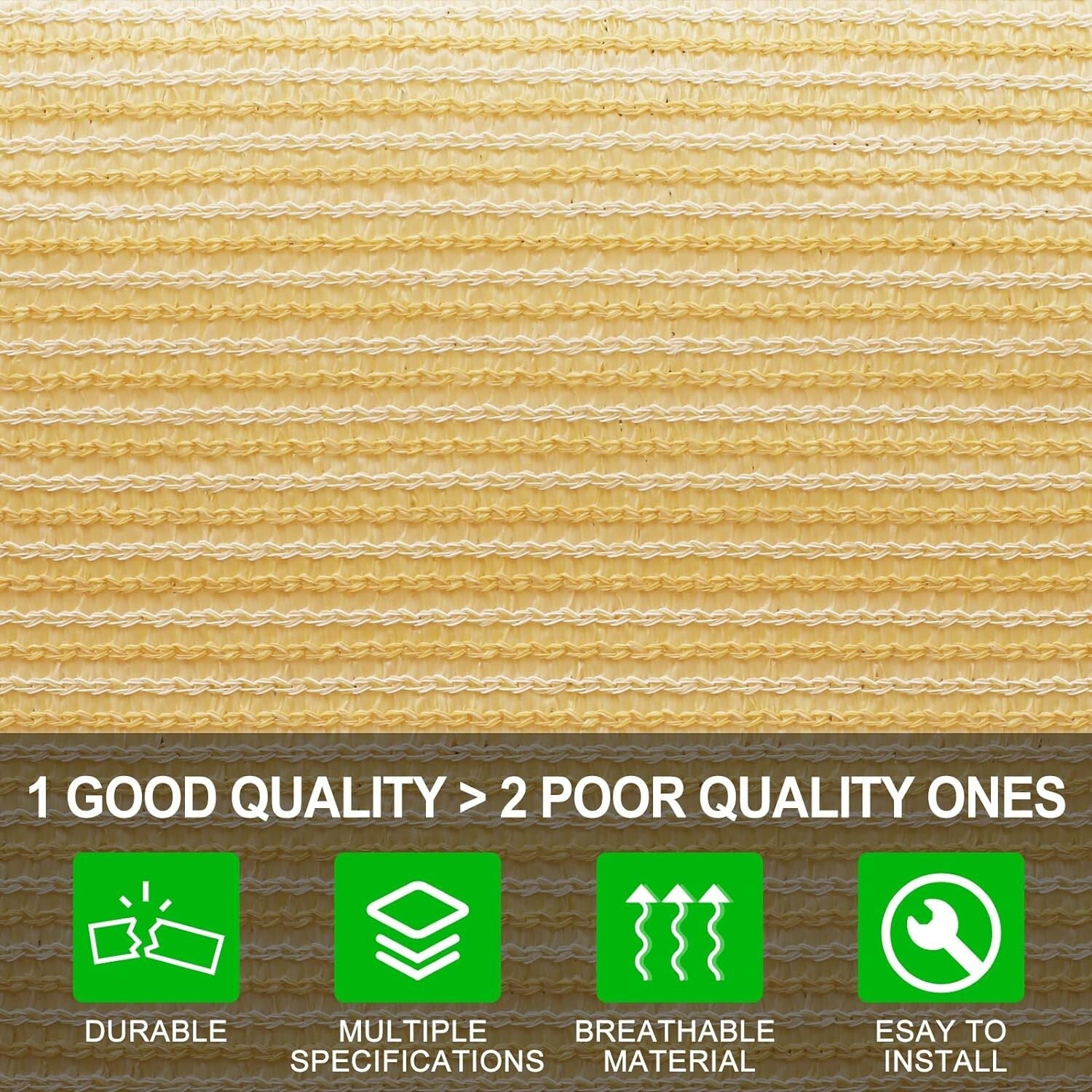 90% Sun Block Fabric - Durable 6x16ft Pergola Cover with Grommets & Bungee Balls