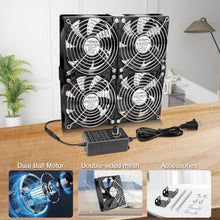 Load image into Gallery viewer, High Airflow 4X 120mm Cooling Fans for DIY Projects – Adjustable Speed 110V-240V