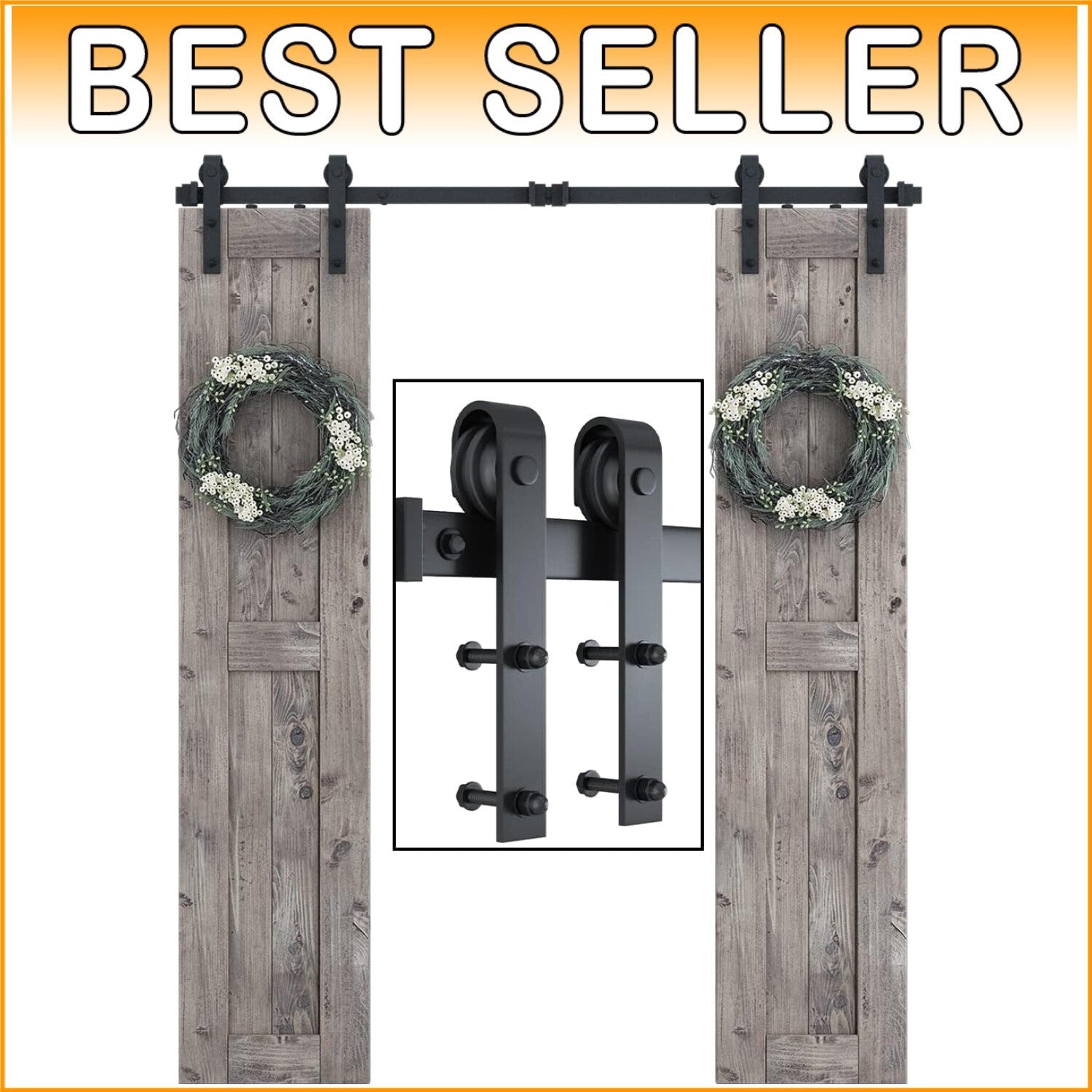 Durable 6FT Sliding Door Track with J Shape Hangers - Easy Installation