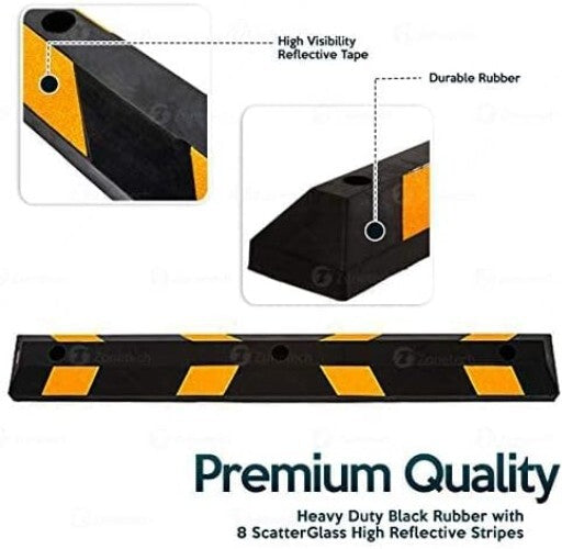 Heavy-Duty Parking Guide with Reflective Tape – 72” Rubber Car and Truck Stop