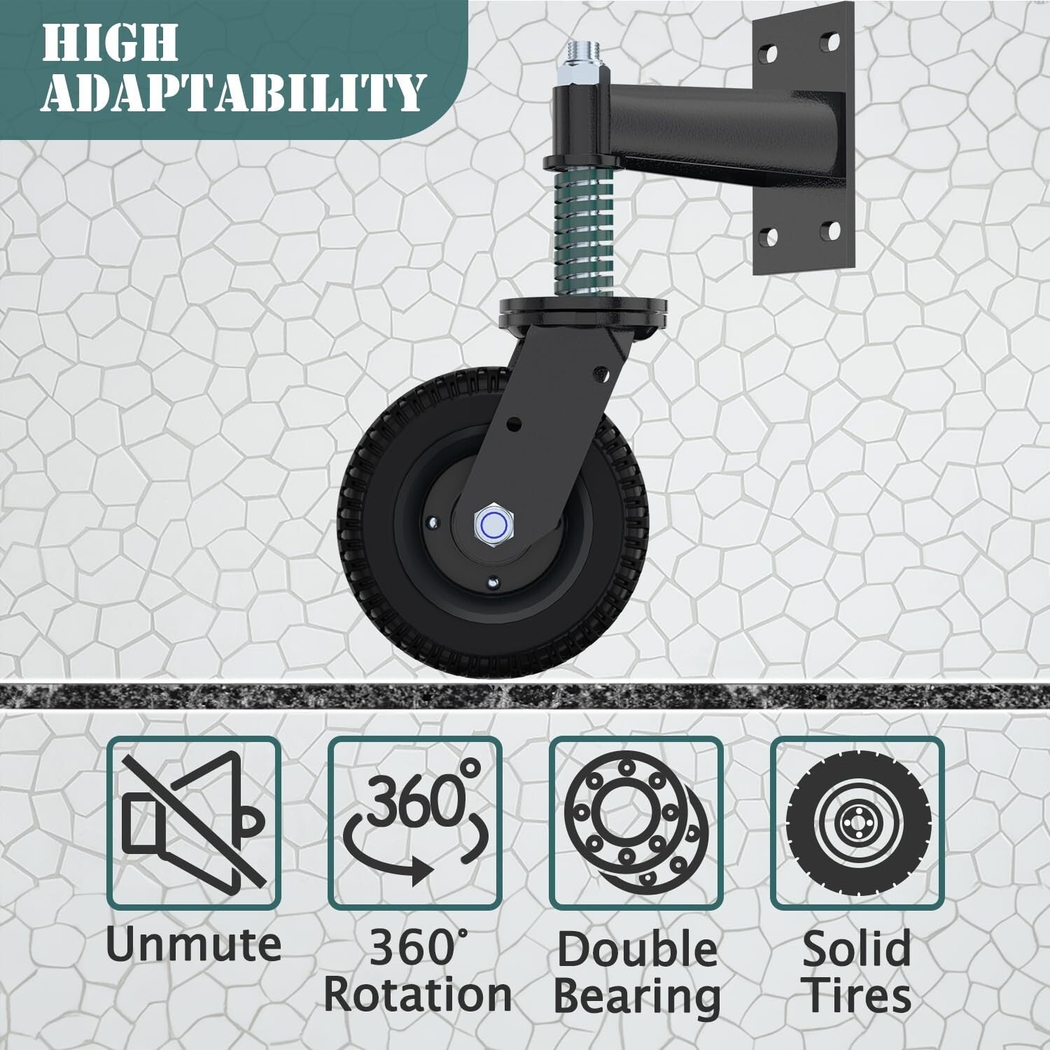 Durable Rubber Caster Wheels for Gates - 6-Inch, 500lb Load Capacity (2-Pack)