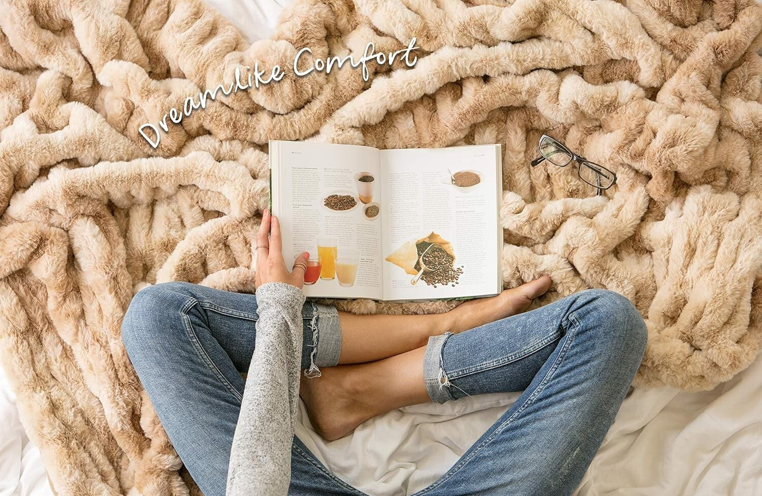 Soft Reversible Faux Fur Throw Blanket - 108" x 86" - Perfect for Home & Travel