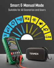 Load image into Gallery viewer, Green Smart Multimeter with Live Wire Detection &amp; Temperature Measurement