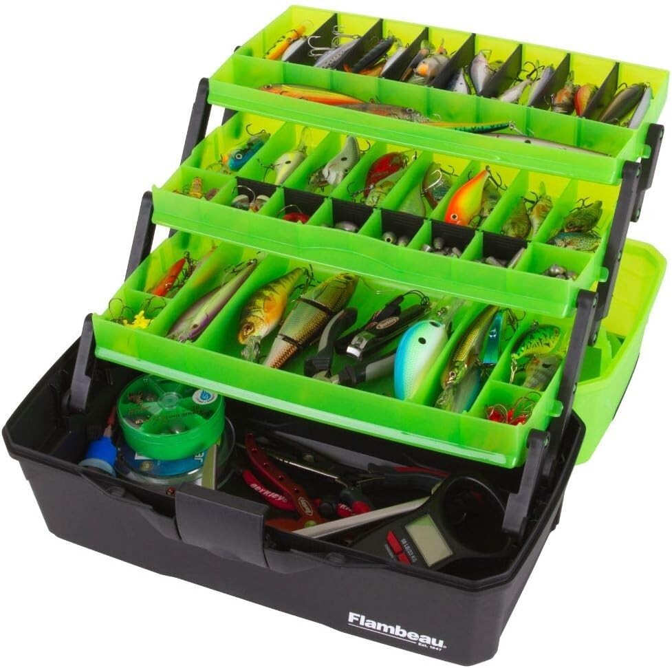 Durable 3-Tray Tackle Box with Secure Closure - Ideal for All Fishing Adventures
