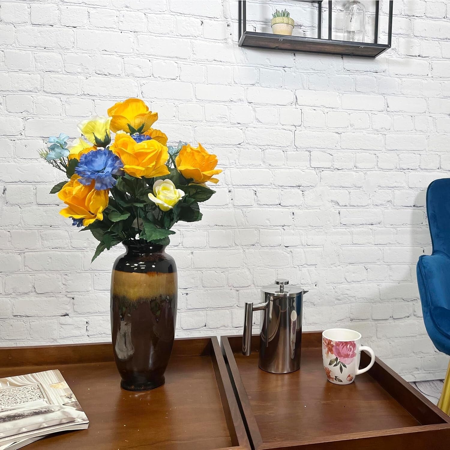 Elegant 2-Pc Mixed Rose & Carnation Faux Flower Set for Home & Memorial Decor