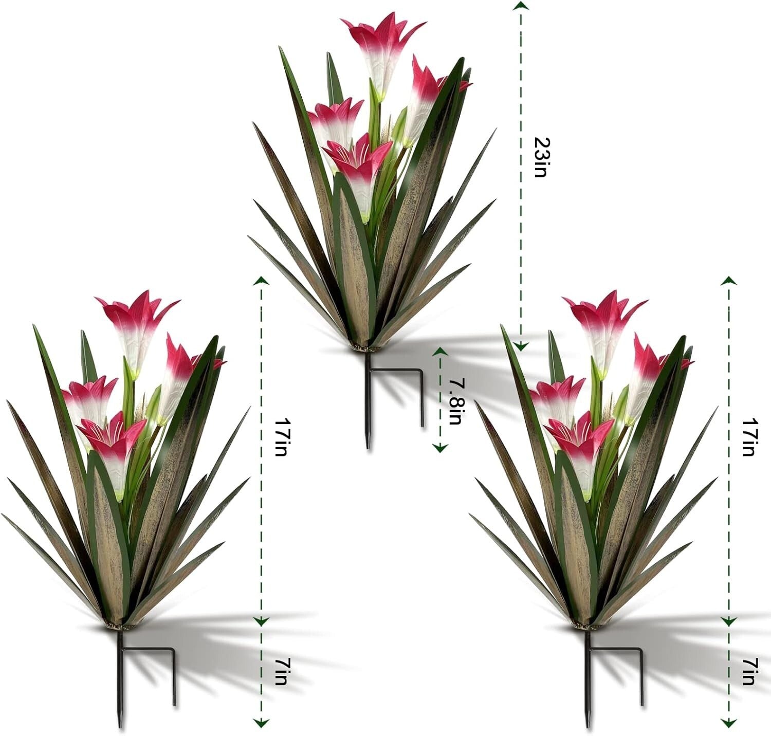 Rustproof Metal Agave Plant Art with Waterproof Lilies – 16-inch Decorative Gift