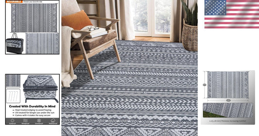 Durable UV Stabilized Reversible Mat 6' x 9' for Backyard and Beach Adventures