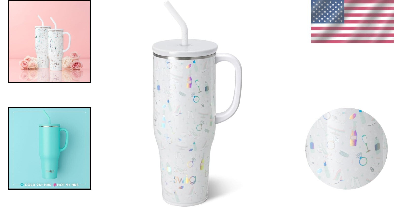 Sleek 40oz Insulated Tumbler for Brides - Includes Handle & Reusable Straw