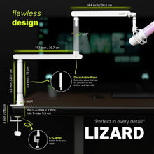 Load image into Gallery viewer, LIZARD WHITE Adjustable Microphone Boom Arm with Cable Management 360° Swivel