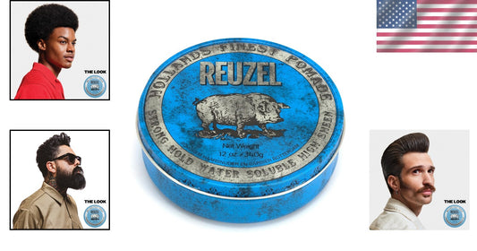 High Shine Blue Pomade for All Hair Types - Long Lasting, Easy to Wash Out