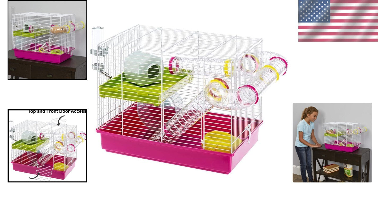 Space-Saving Laura Hamster Cage | Complete with Accessories for Small Breeds