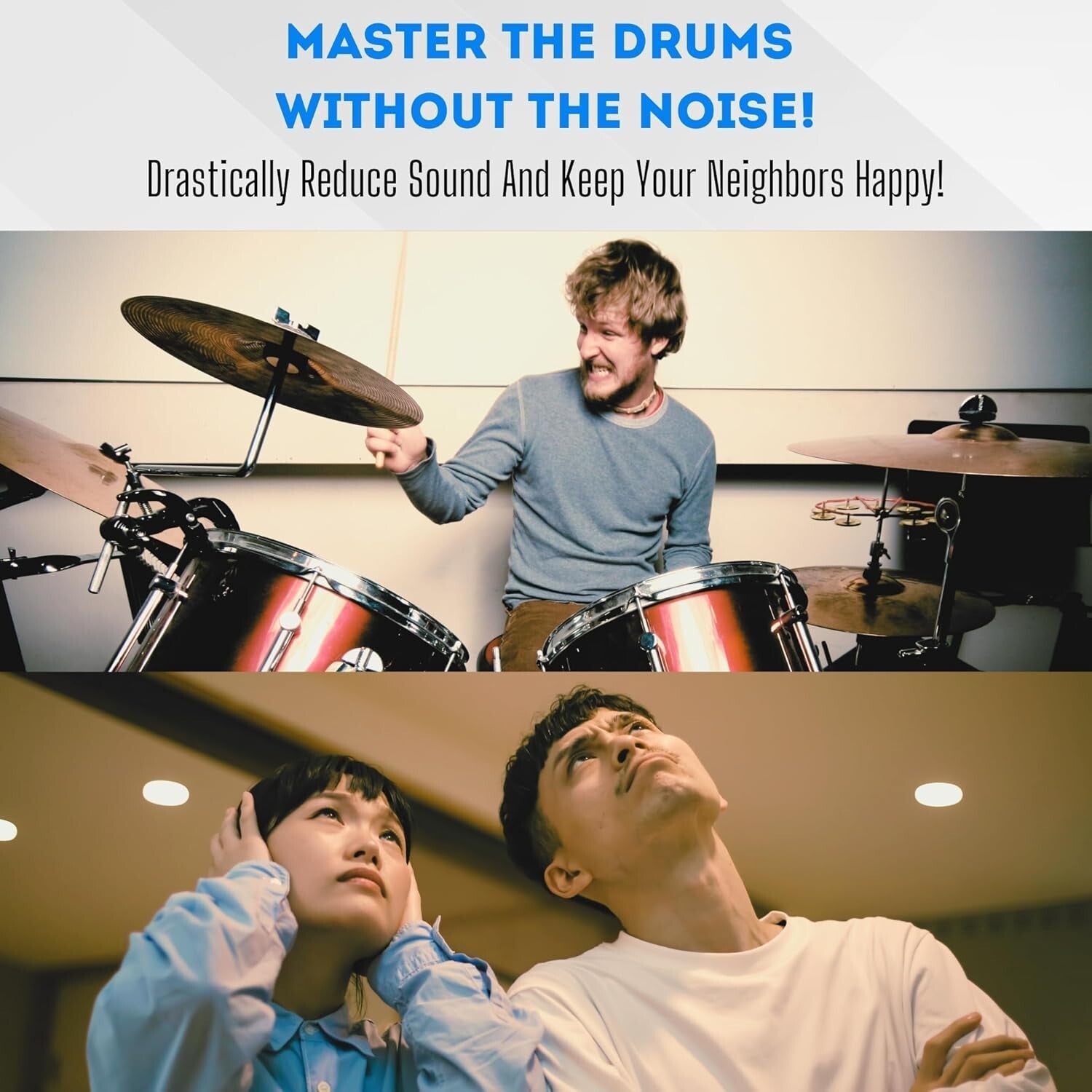 Drum Silencer Pads Set - 8pc with Bass & Snare Mutes for Peaceful Practice