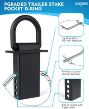 Load image into Gallery viewer, Adjustable 5/8" Heavy-Duty Stake Pocket D Rings for Flatbed Trailer Tie-Downs