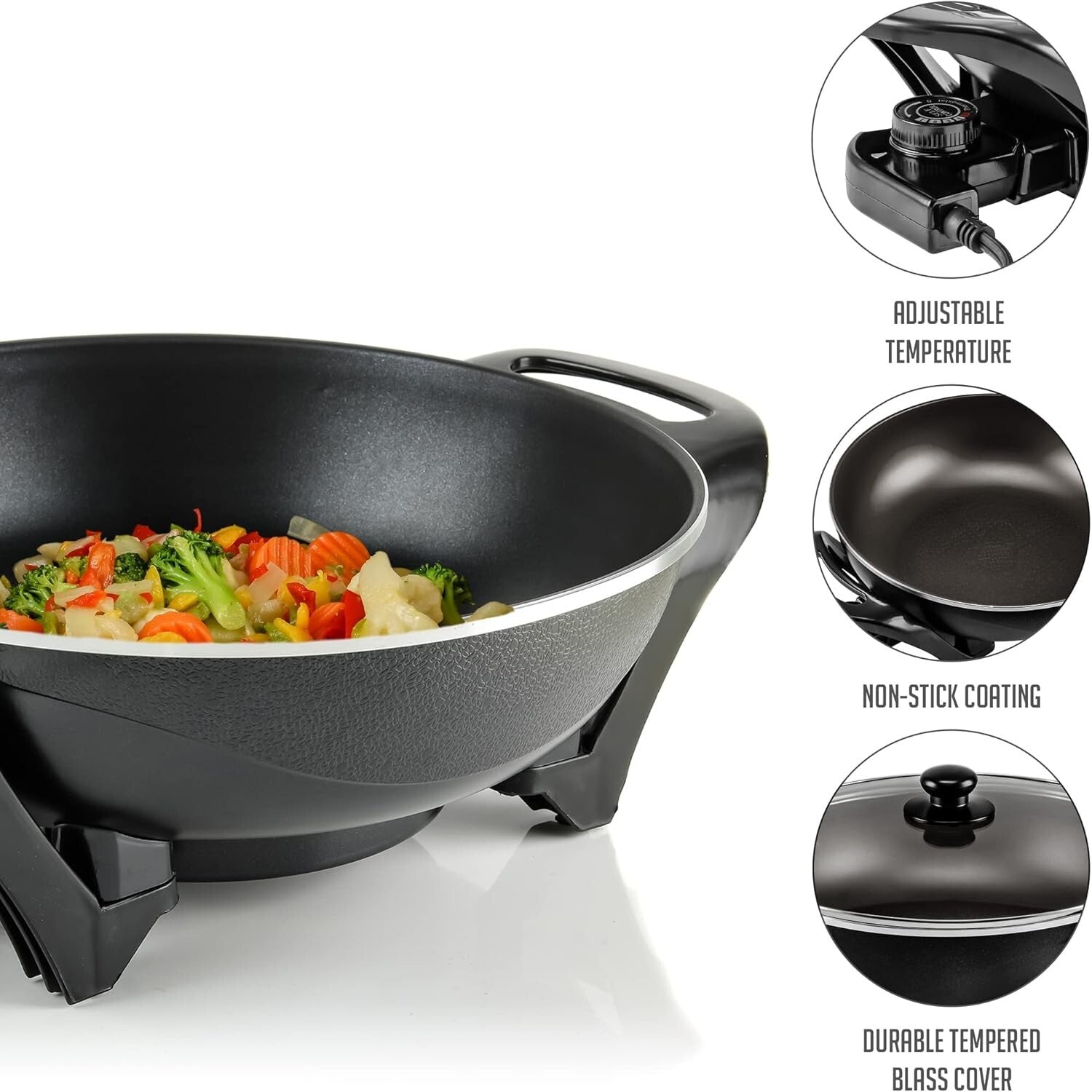 1400W Electric Skillet: Adjustable Temp & Nonstick, Perfect for Family Meals