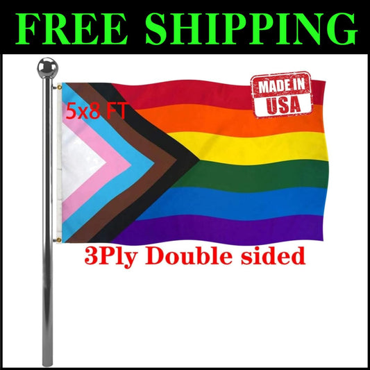 Inclusive Heavy Duty Double-Sided Rainbow Flag 5x8 - Perfect for Every Occasion