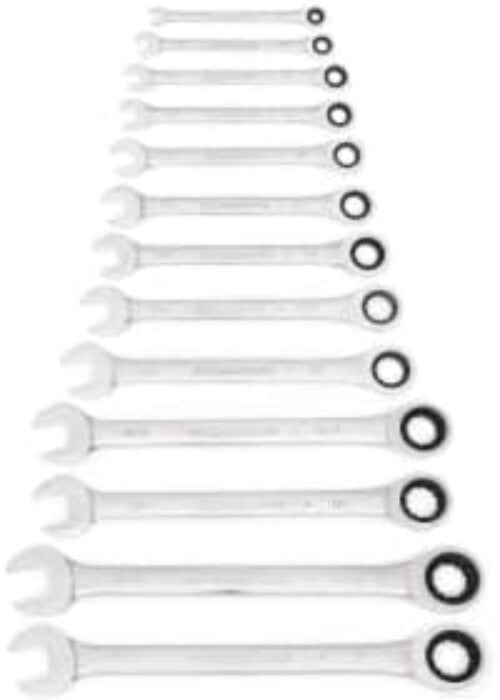 Durable 13-Piece Chromed Ratcheting Wrench Set for Quick Fastener Access