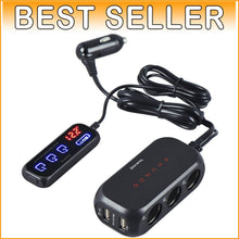 Load image into Gallery viewer, Korean Designed 3-Way Car Charger with Remote Sensor Switch &amp; Real-Time Display