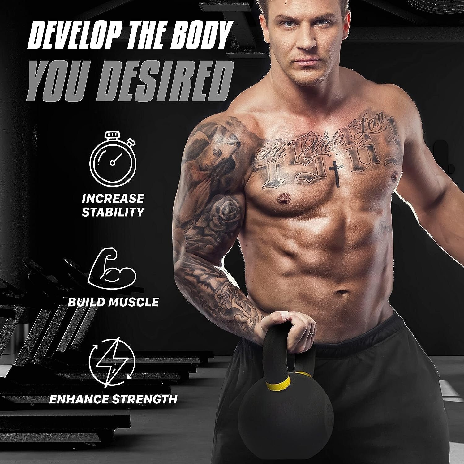 Heavy-Duty Kettlebell with Wide Handle for Strength and Endurance Training