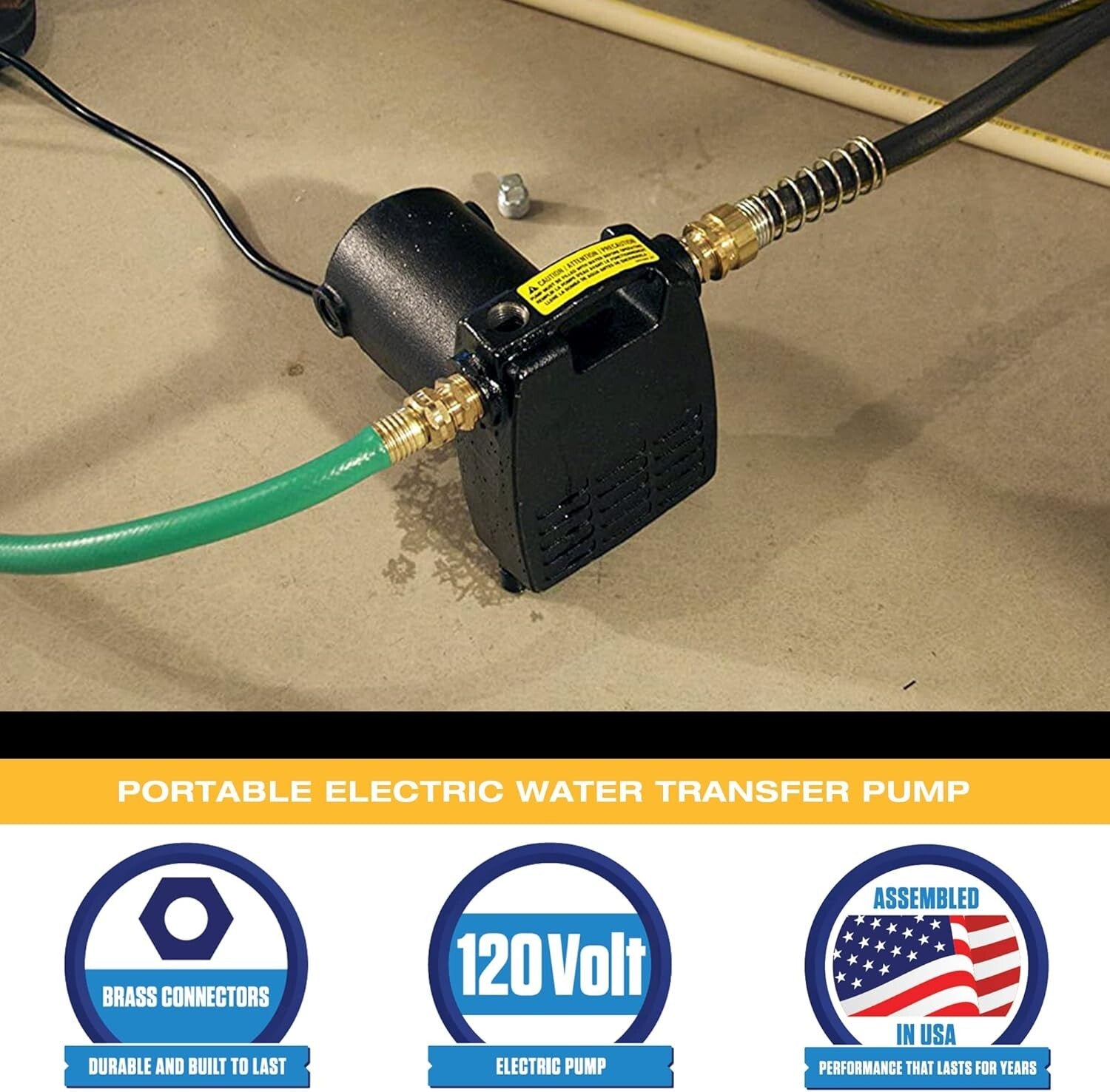 Reliable Cast Iron Portable Water Pump - 50 Feet Lifting Height, 1 Year Warranty