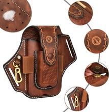 Load image into Gallery viewer, Premium Leather EDC Holster: Multifunctional Phone &amp; Tool Carrier with Belt Clip