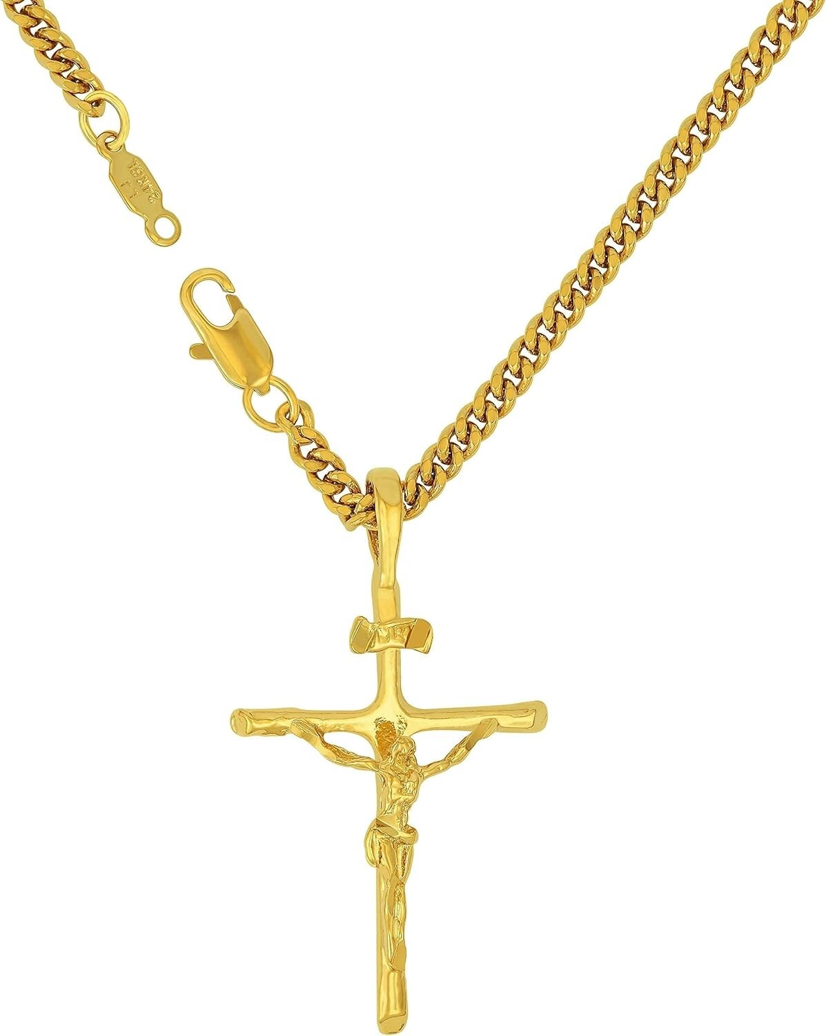 Durable 24K Gold Plated Crucifix Necklace – Yellow & White Gold Options