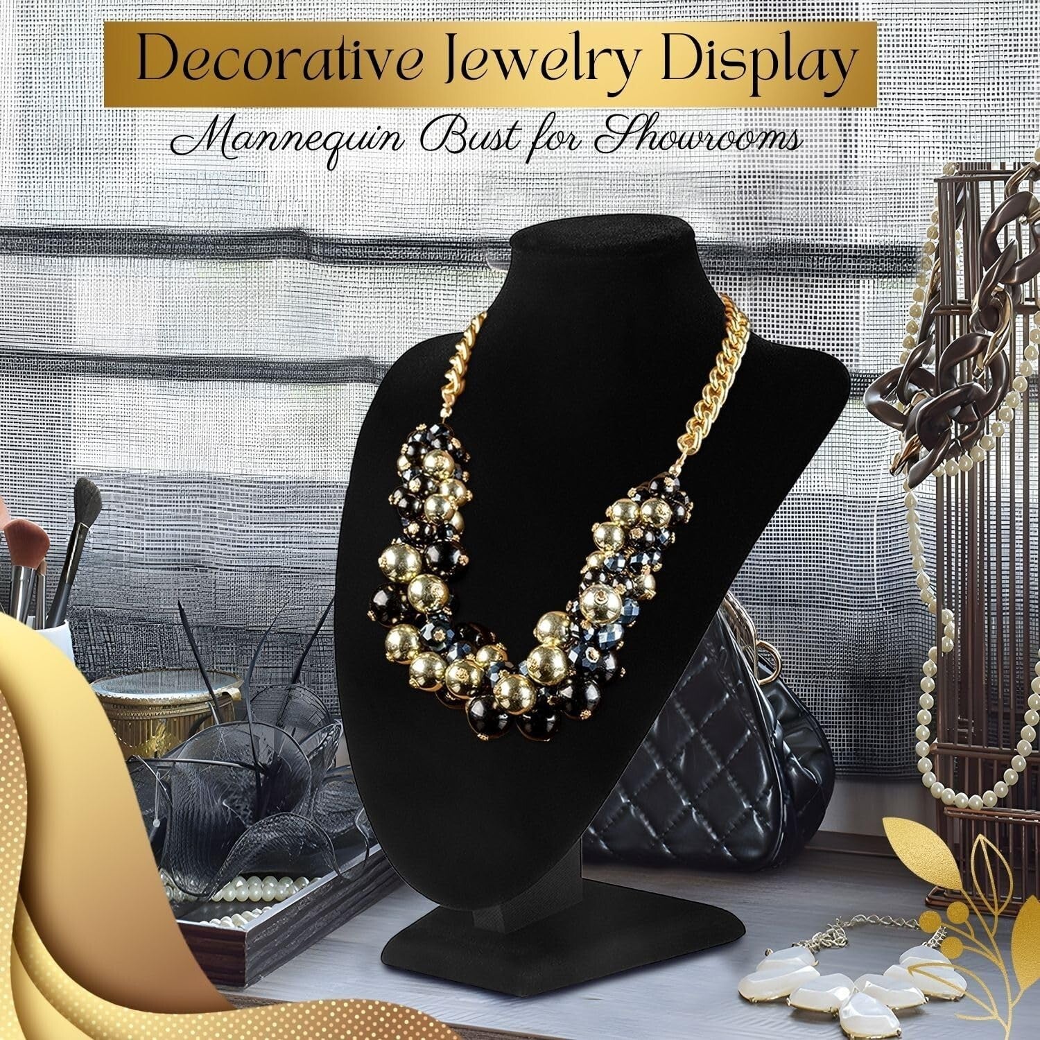 Elegant Black Velvet Necklace Bust Display Stand - 10 Inch, 6 Pack for Boutique