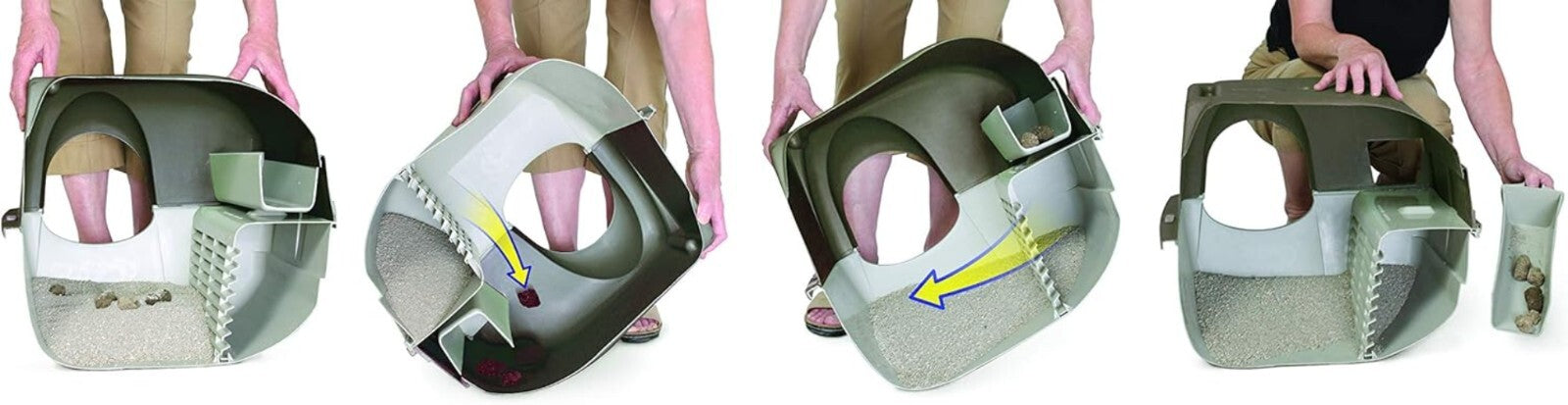 Effortless Grey Litter Box for Small to Medium Cats - No Electricity Needed