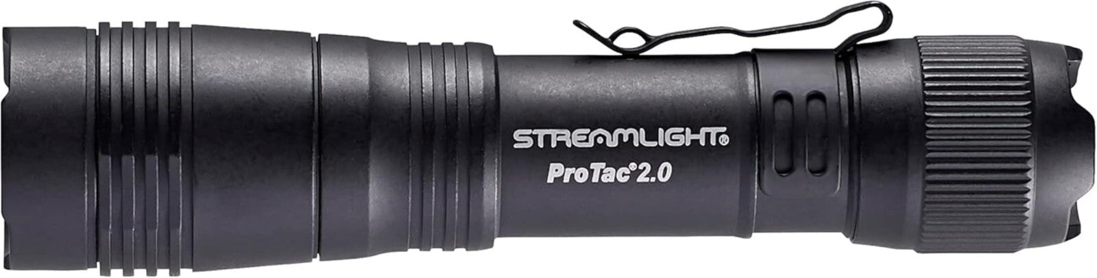Rechargeable Black Tactical Flashlight - 2000 Lumens, USB-C and Holster Included