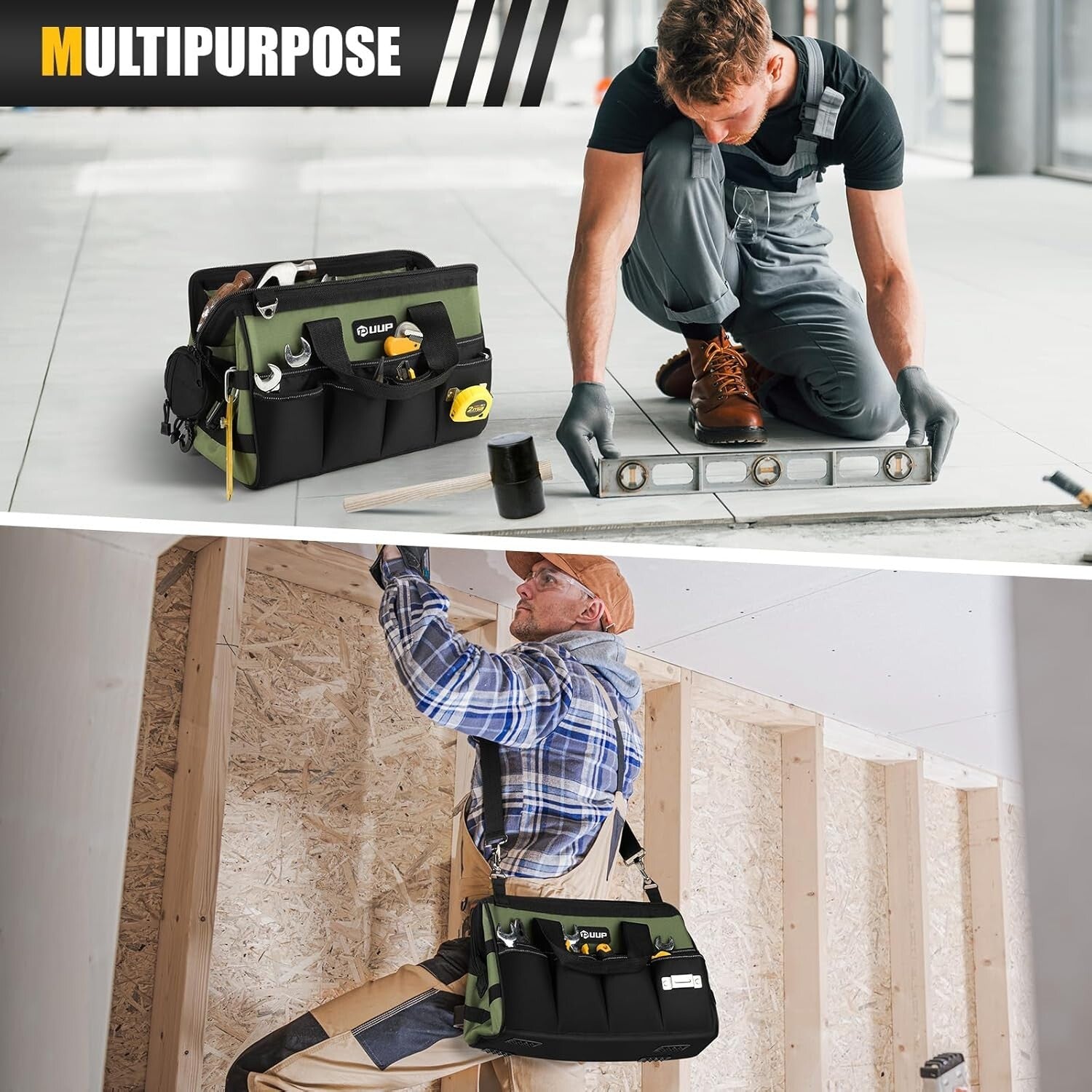 Durable 15-Inch Tool Bag with Adjustable Shoulder Strap - Ideal for Mechanics