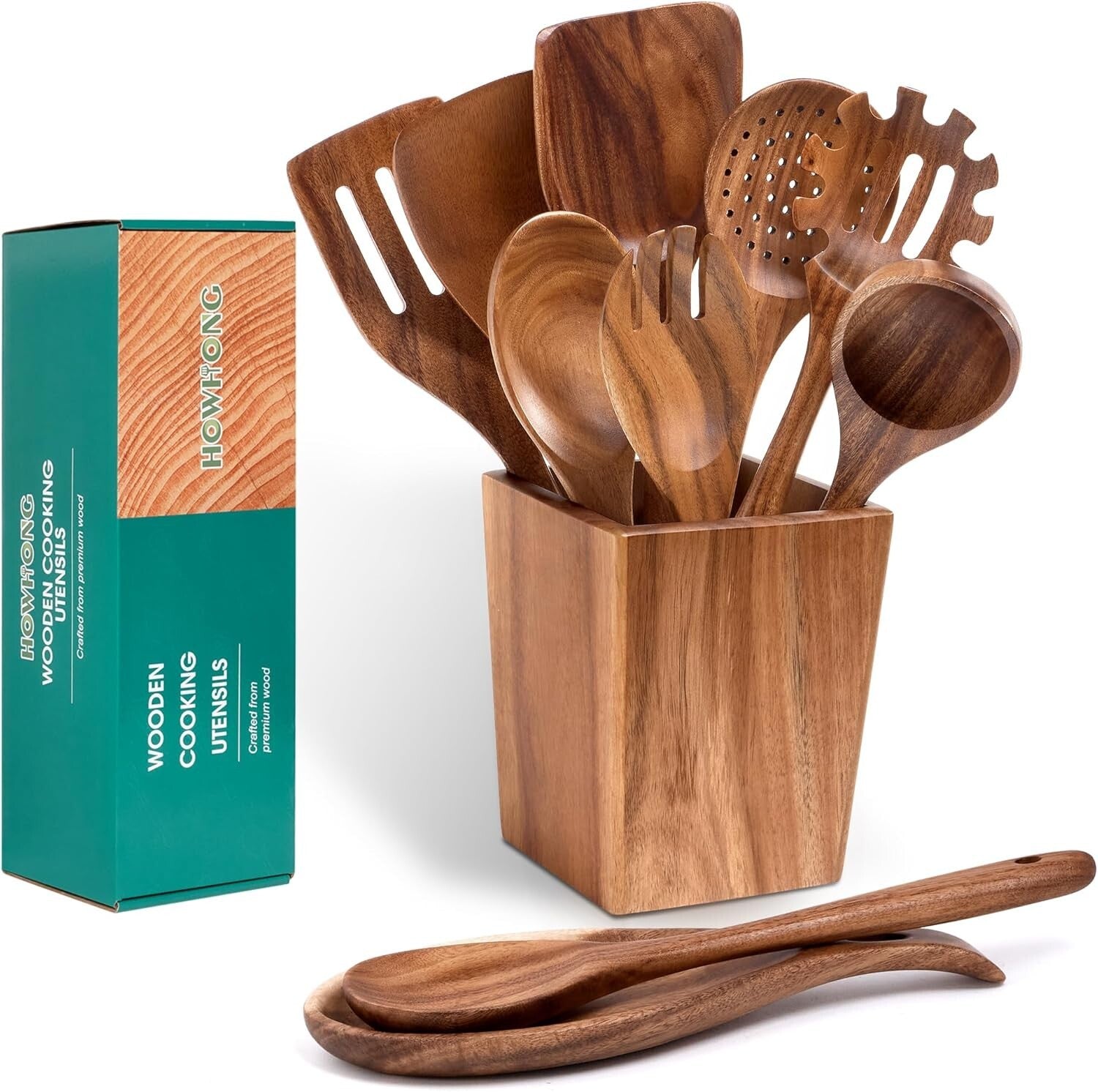 Luxurious Acacia Wood 11-Piece Kitchen Utensils Set - Lightweight & Durable