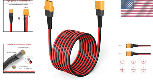 Versatile 100FT XT60 Female to Male Extension Cable for RC Toys & Power Stations