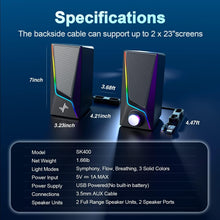 Load image into Gallery viewer, USB Powered Hi-Fi Stereo Computer Speakers with 6 Lighting Modes and Bass Boost