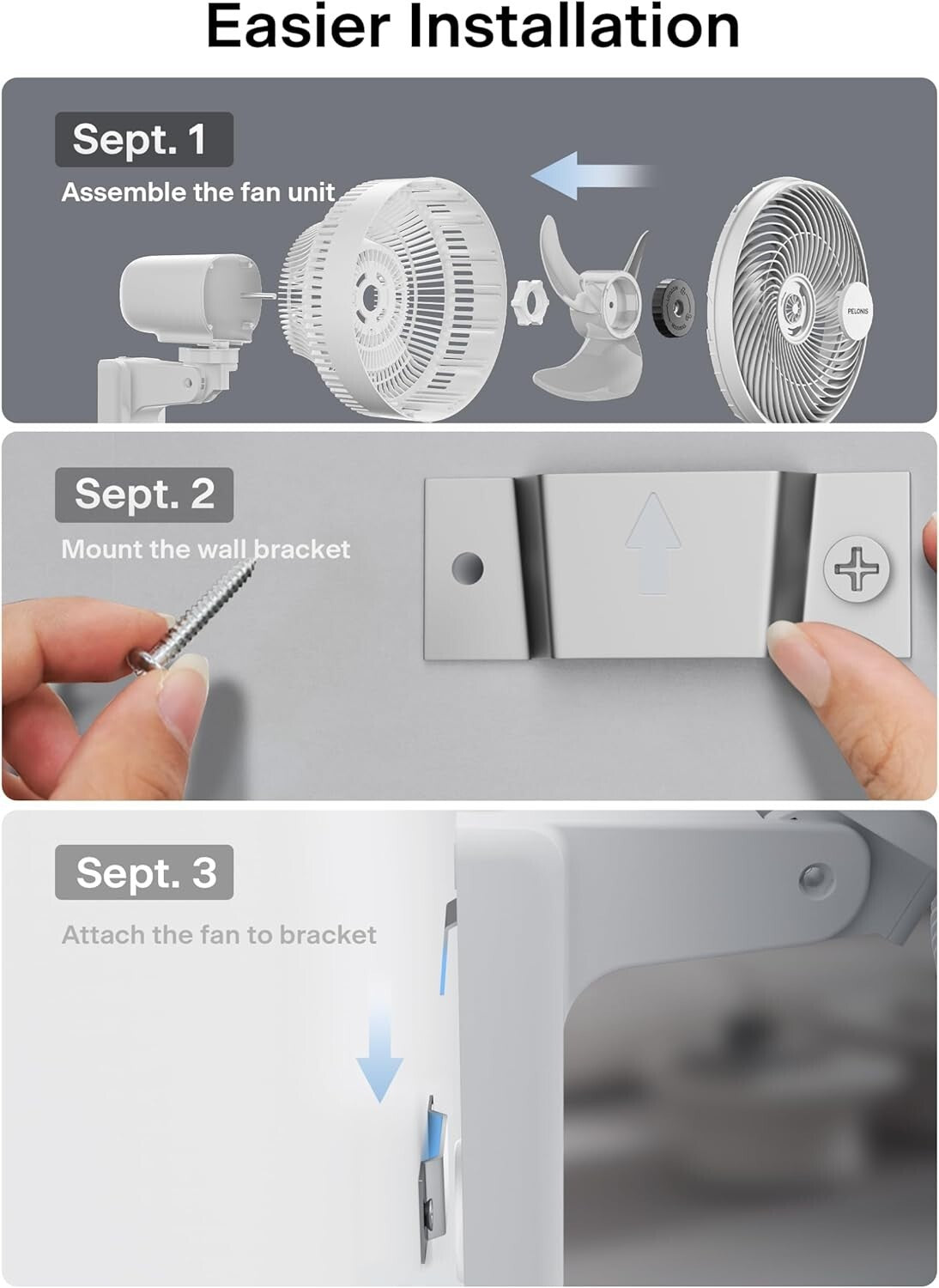 9" Wall Mount Fan with 90° Tilt: Oscillating & Remote-Controlled for All Rooms