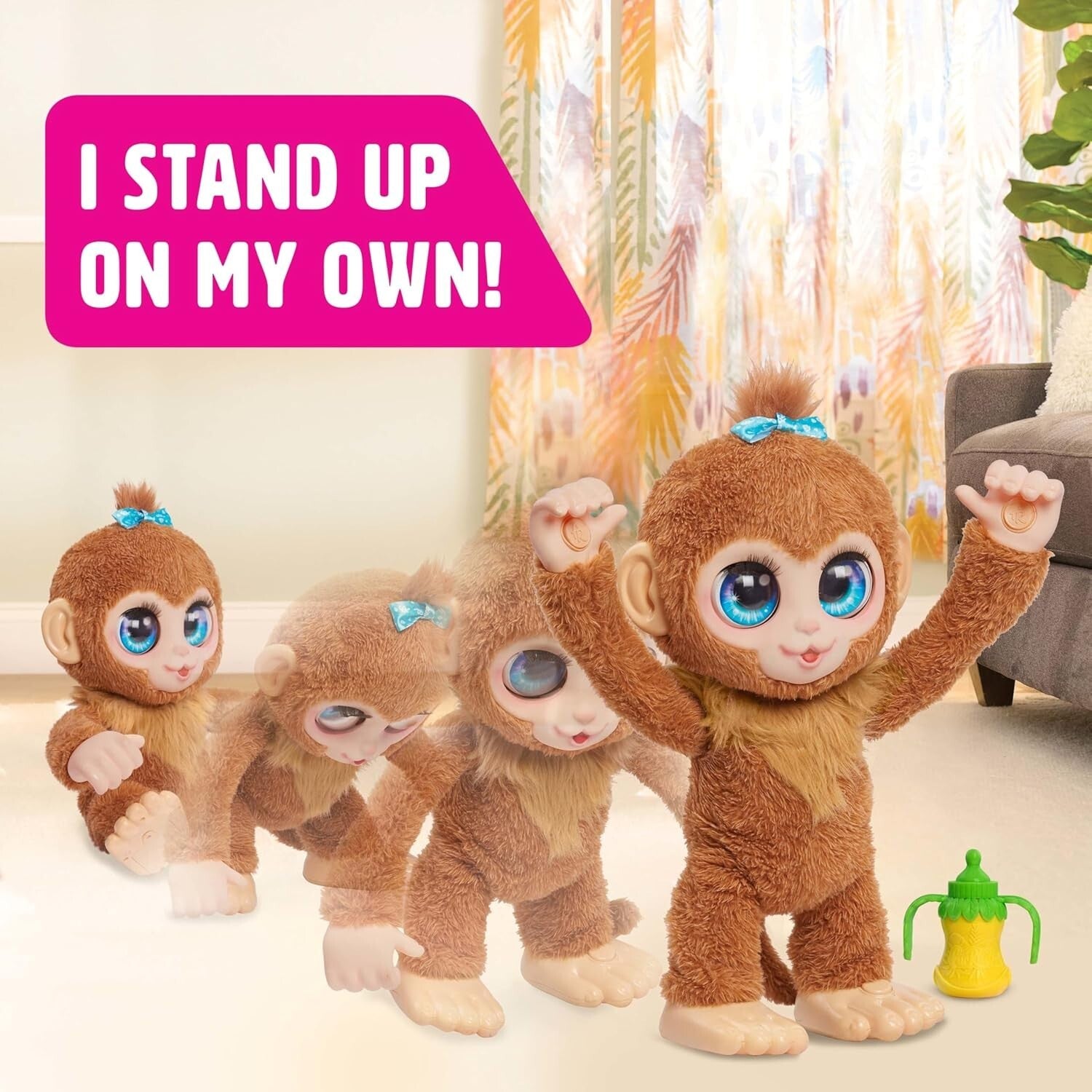 flipping furReal Peanut Monkey - 15-inch Interactive Plush for Imaginative Play